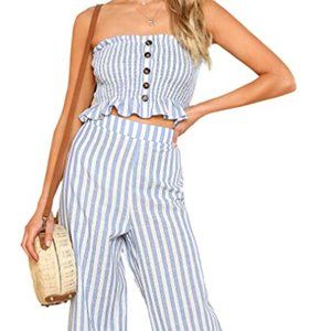 Floerns Women's 2 Piece Strapless Tube Top Set